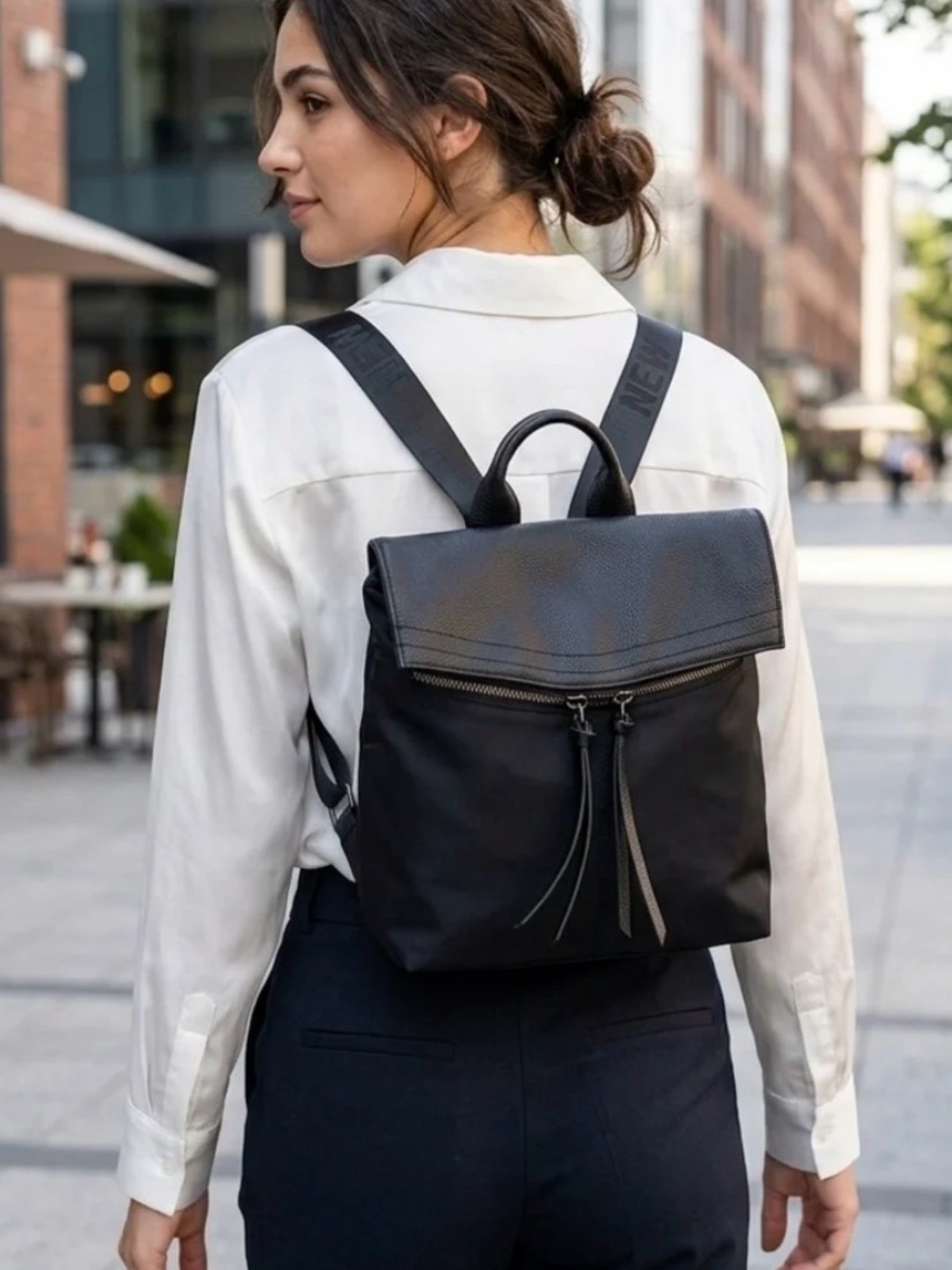 New Botkier Black Convertible Nylon & faux Leather Mini Backpack